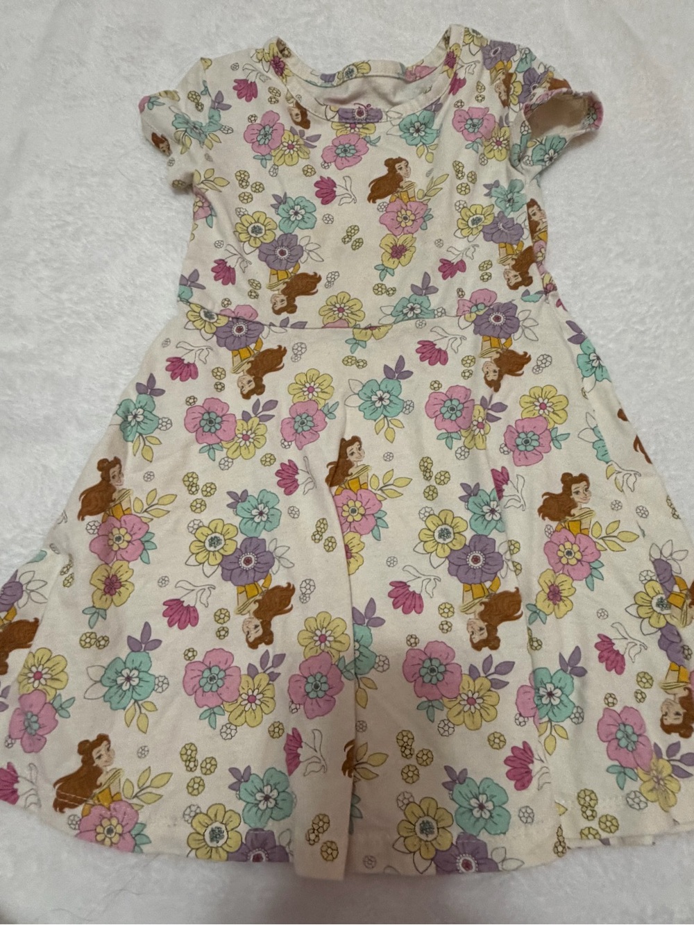 Disney Cream Floral Belle Skirted Dress